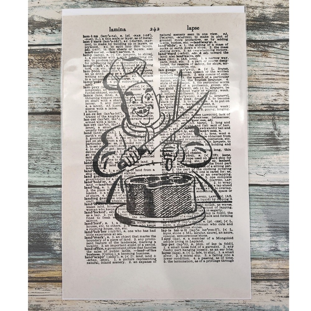 Smiling Chef Cooking Art Vintage Dictionary Page Decor Whimsical Style‎ Handmade